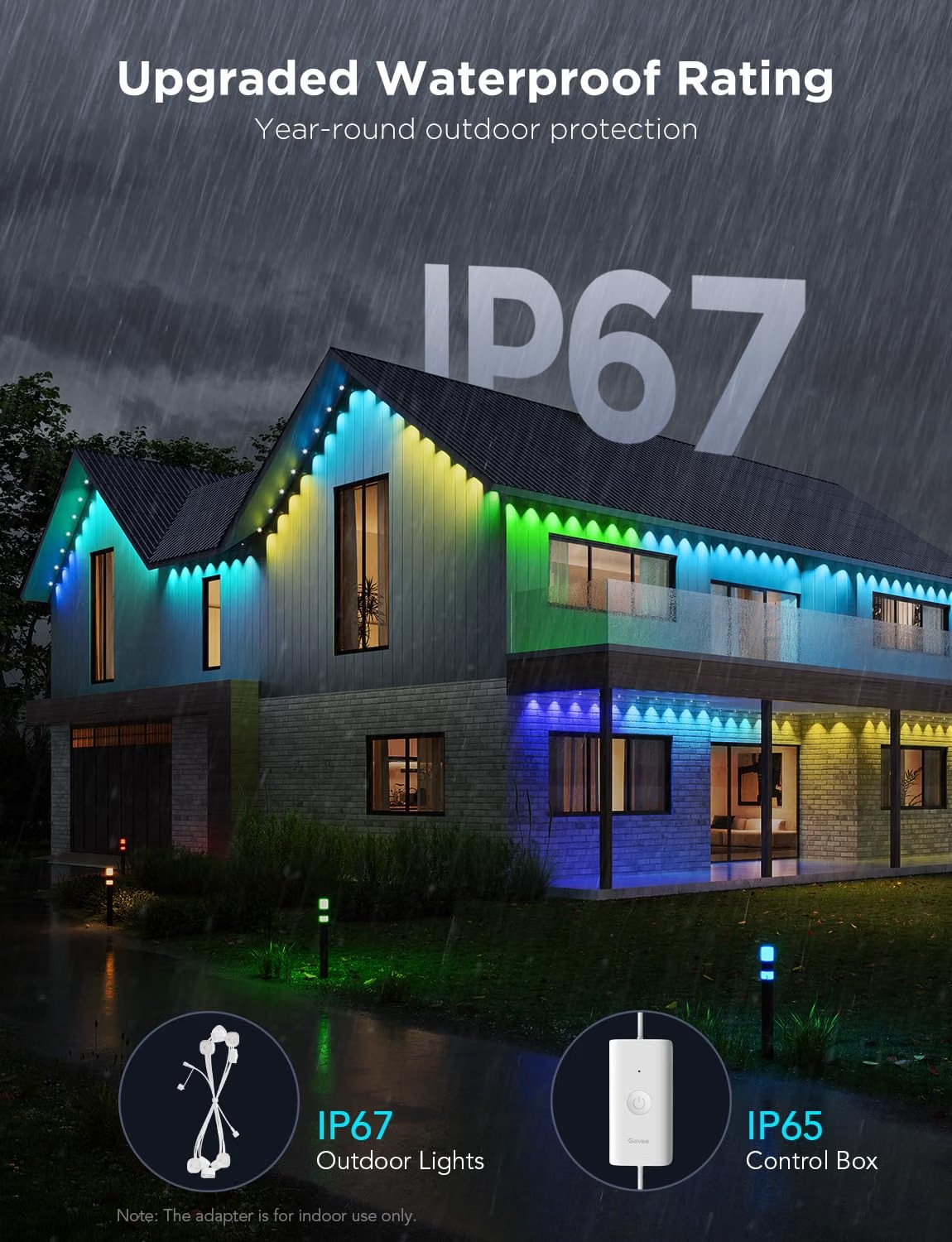 Govee Permanent Outdoor Lights Pro, 200ft with 120 RGBIC LED Lights thumbnail 6