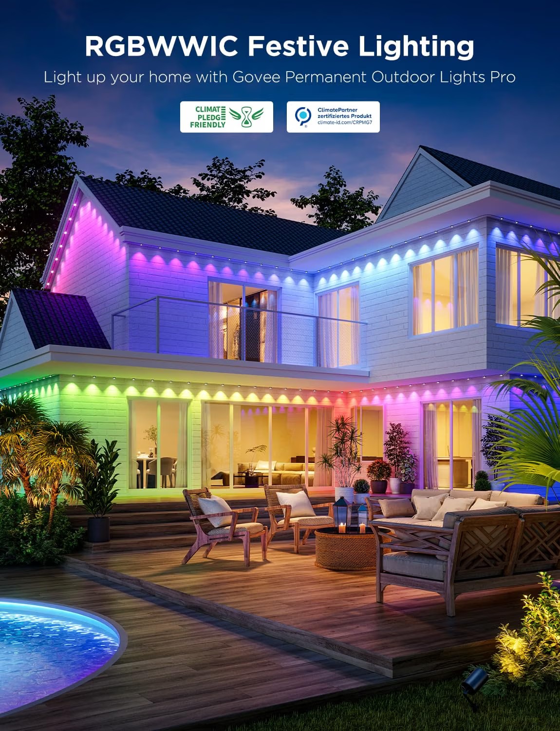 Govee Permanent Outdoor Lights Pro, 200ft with 120 RGBIC LED Lights thumbnail 7