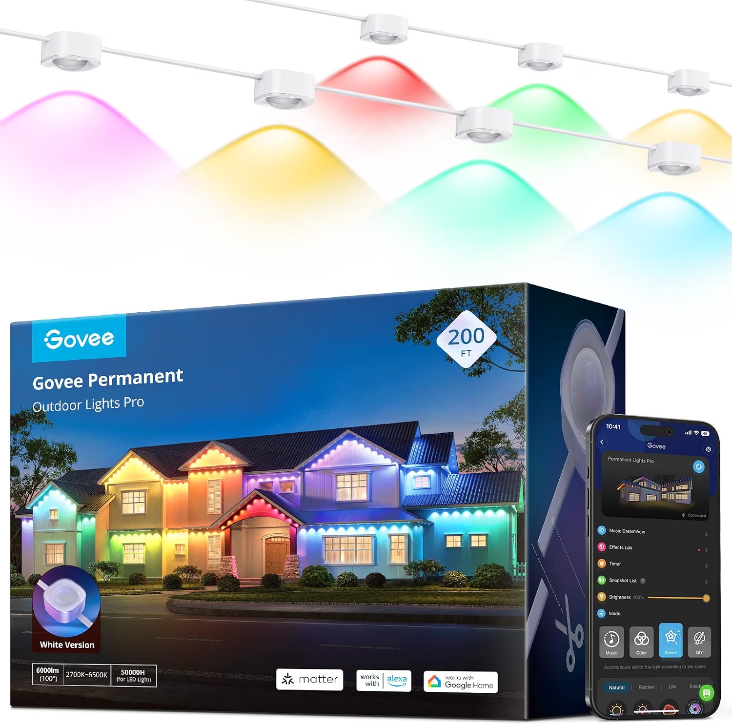 Govee Permanent Outdoor Lights Pro, 200ft with 120 RGBIC LED Lights
