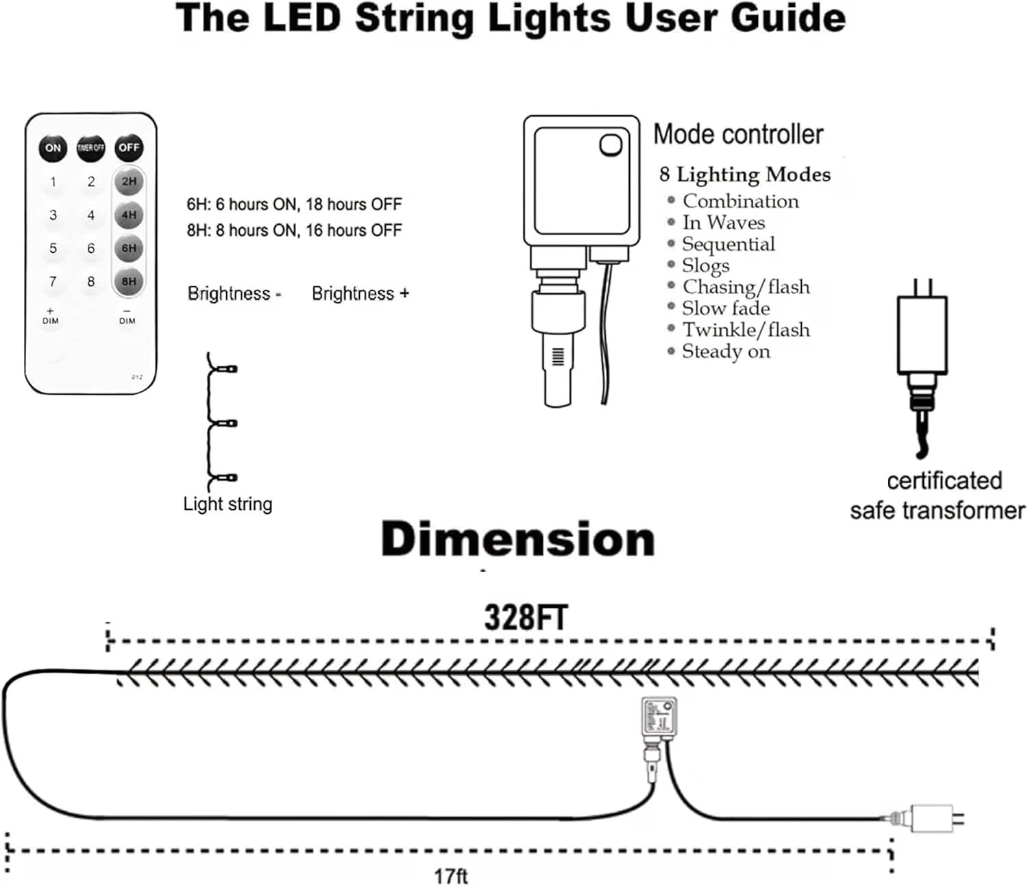 Dazzle Bright Outdoor Christmas String Lights, 1000 LED 328FT thumbnail 2