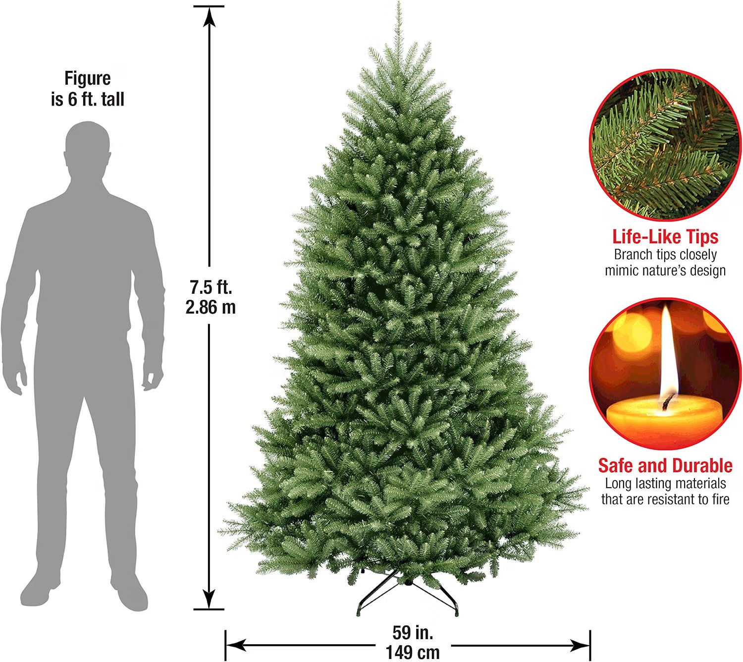 National Tree Company 7.5ft Unlit Dunhill Fir Artificial Christmas Tree thumbnail 2