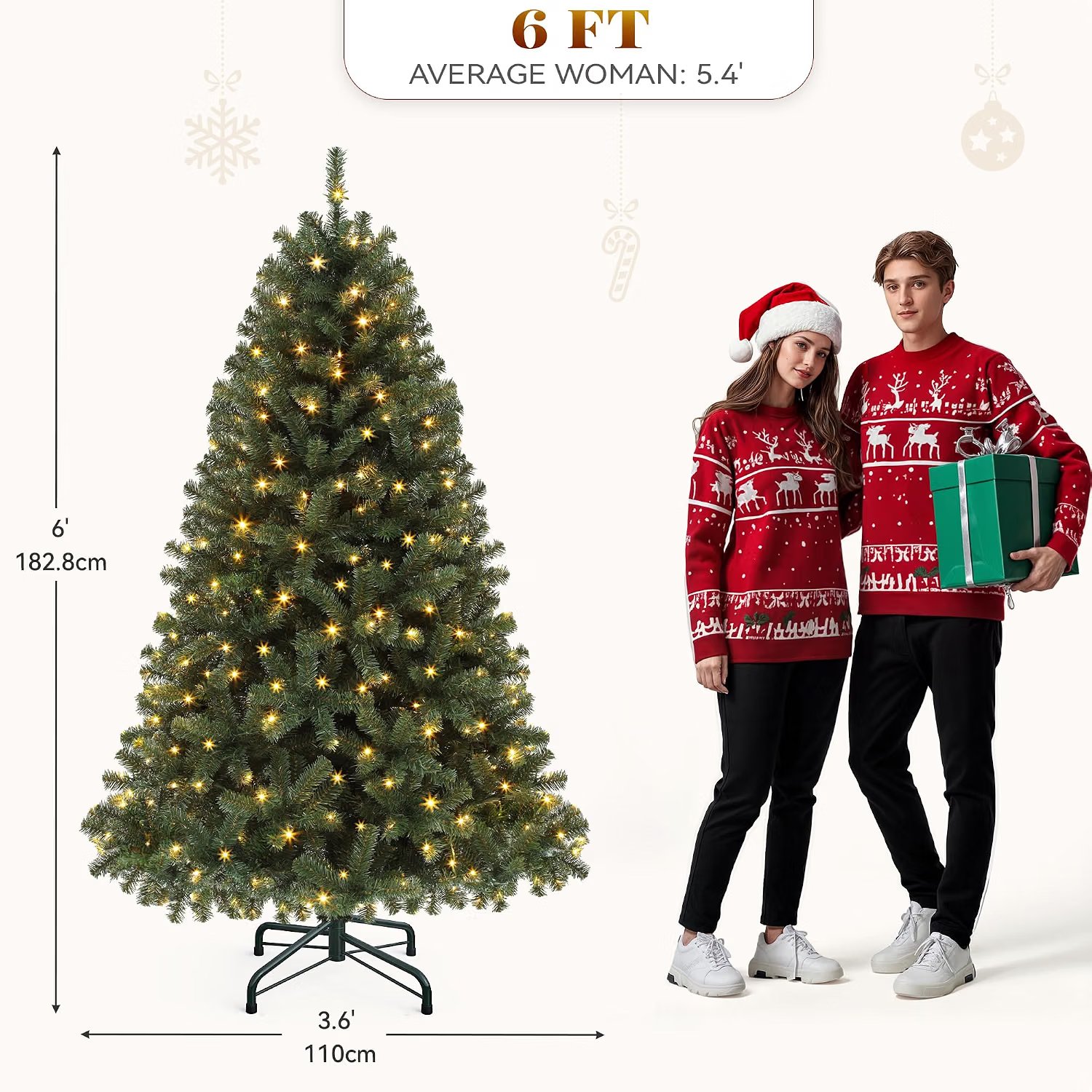 YITAHOME 6ft Pre-Lit Artificial Spruce Christmas Tree with Remote Control thumbnail 2