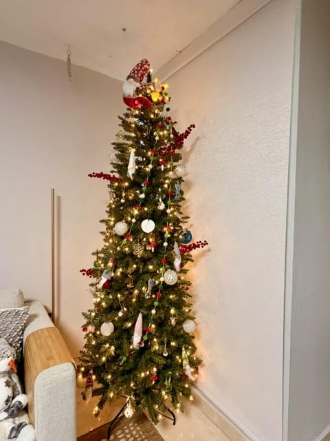 Puleo International 7.5ft Pre-Lit Fraser Fir Pencil Christmas Tree