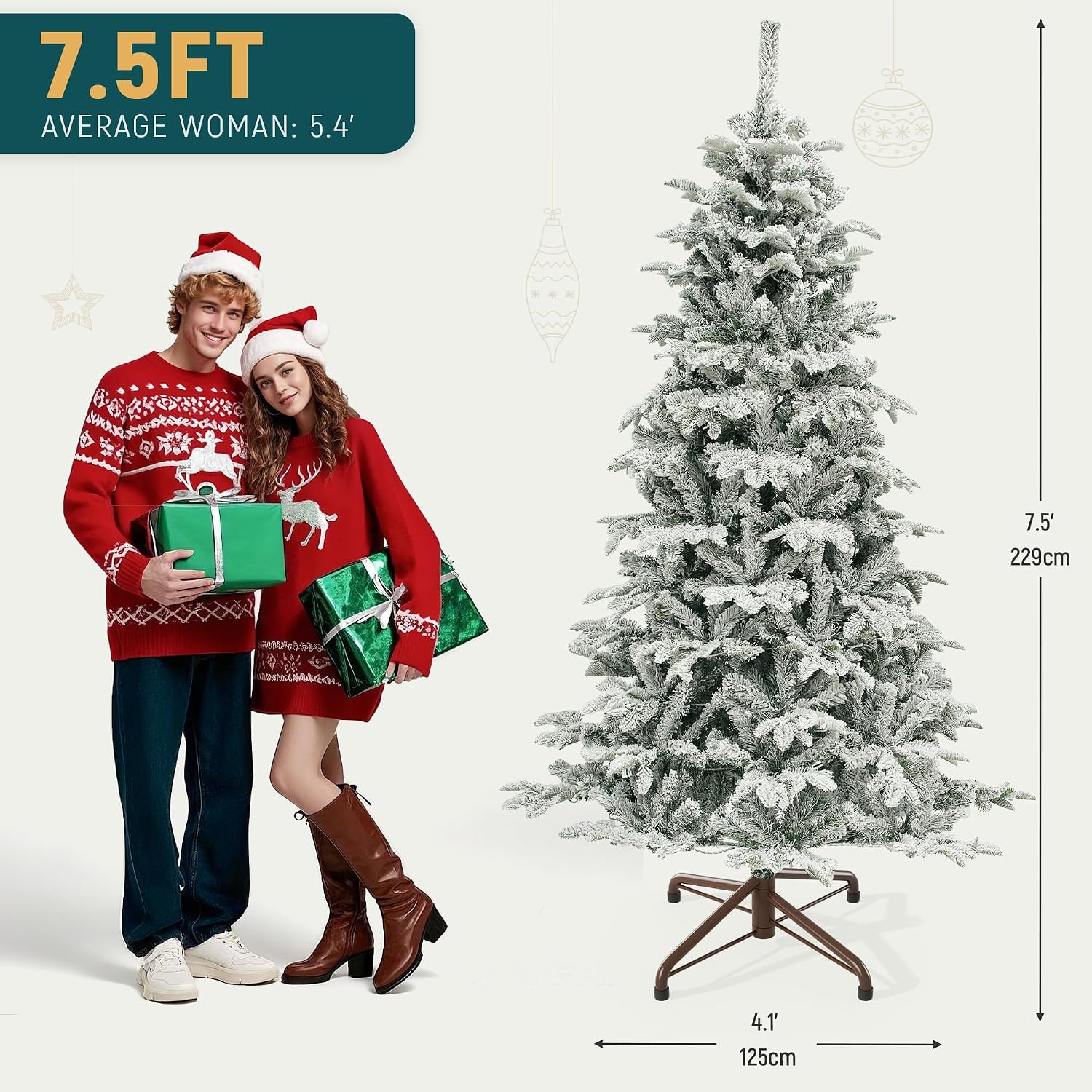 YITAHOME 7.5ft Prelit Natural Layered Flocked Christmas Tree with Remote thumbnail 5