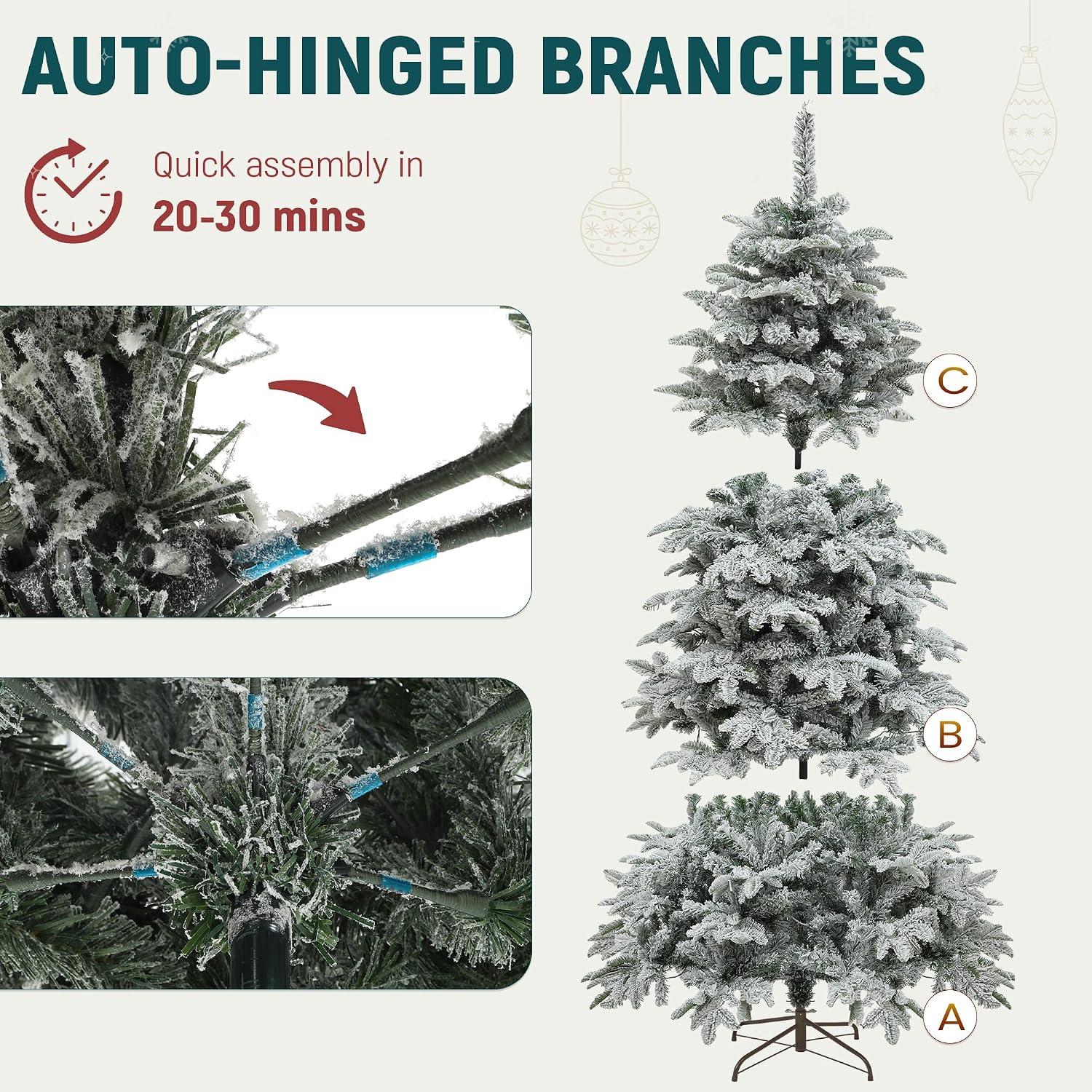 YITAHOME 7.5ft Prelit Natural Layered Flocked Christmas Tree with Remote thumbnail 7